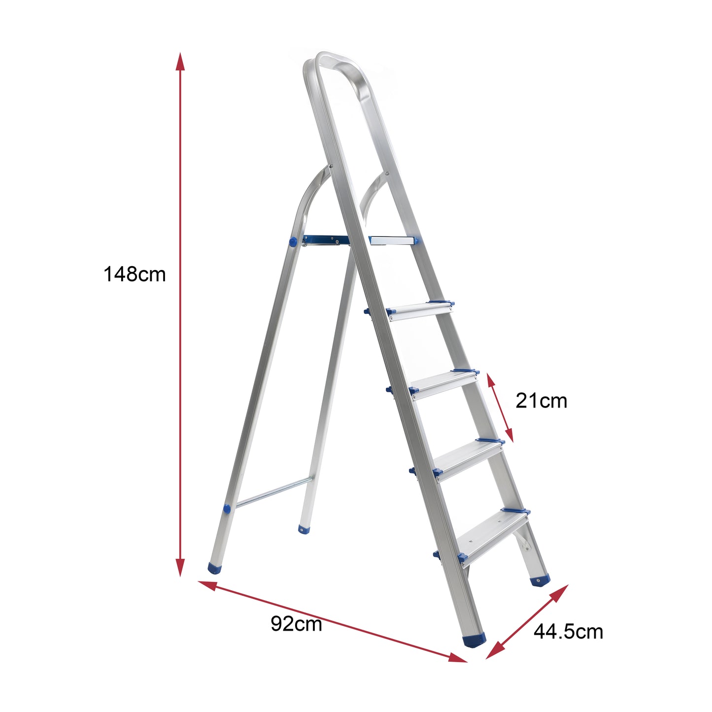 Escabeau aluminium 5 marches — léger 3,1 kg, marches larges antidérapantes, conforme EN 131 — MOQ 200