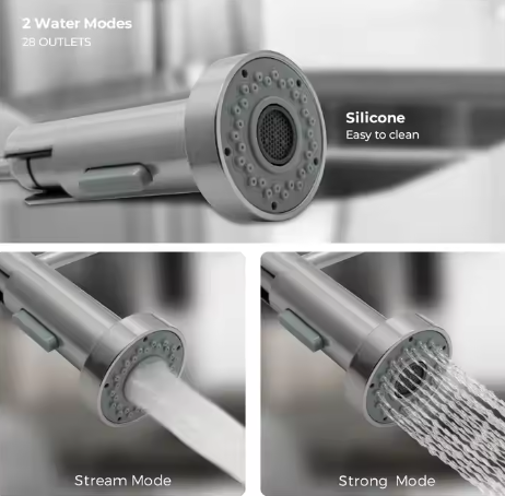 Robinet cuisine PROFESSIONNEL ressort + douchette pistolet — style chef — MOQ 100