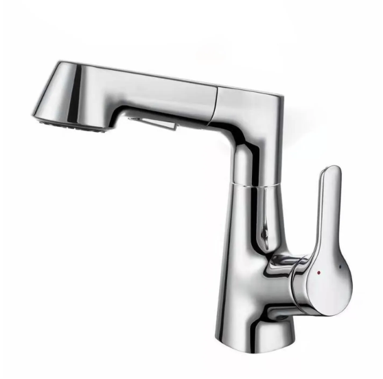 Robinet lavabo CHROME avec douchette extractible — mitigeur design moderne — MOQ 200