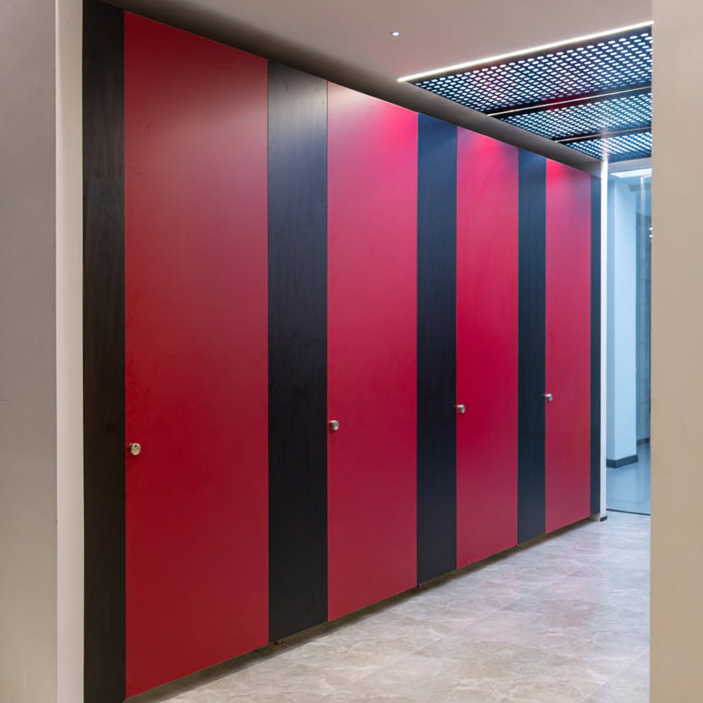 Cabine WC HPL haute performance — design A6 charnières invisibles — CE / B1 / E1 — MOQ 10