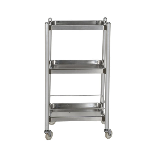 Chariot INOX 3 niveaux pliable sur roulettes — desserte pro multi-usages — MOQ 20