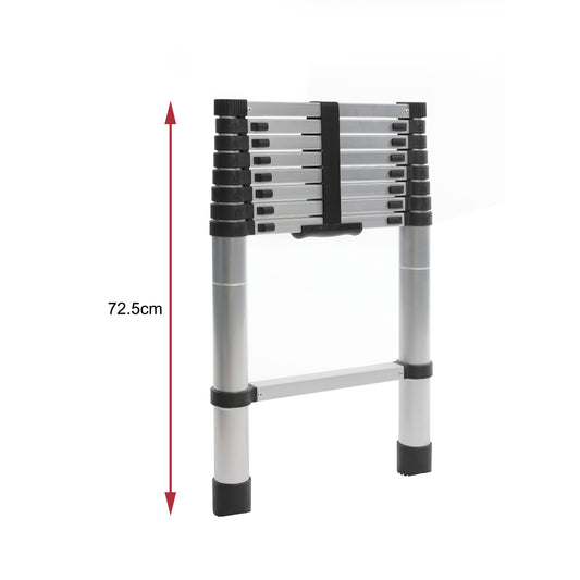 Échelle télescopique aluminium 2,6 m — ultra-compacte, charge 150 kg, conforme EN 131-6 — MOQ 200