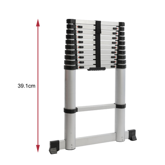 Échelle télescopique aluminium 3,9 m — descente amortie, charge 150 kg, conforme EN 131-6 — MOQ 200