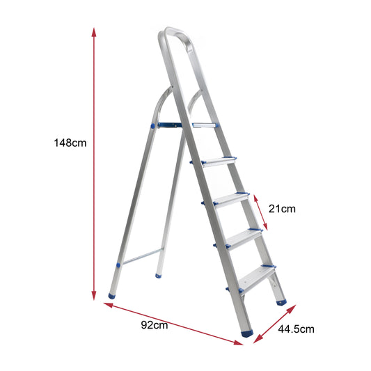 Escabeau aluminium 5 marches — léger 3,1 kg, marches larges antidérapantes, conforme EN 131 — MOQ 200