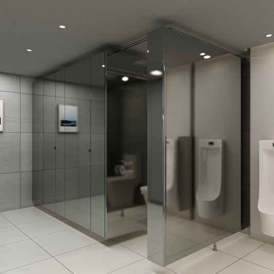 Cabine WC inox 36 mm design flottant — série C2 finition brossée hairline — ISO 9001 / classe A étanche — MOQ 10