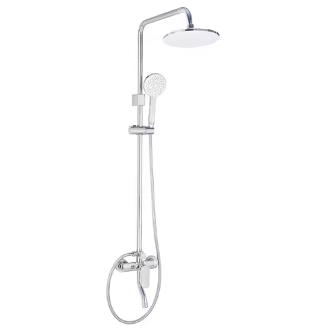 Colonne de douche complète CHROME — pomme de pluie + douchette + mitigeur — MOQ 500