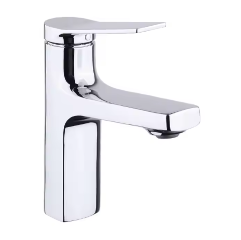 Robinet lavabo design fluide — 3 finitions au choix : chrome, chrome brossé, noir mat — MOQ 500