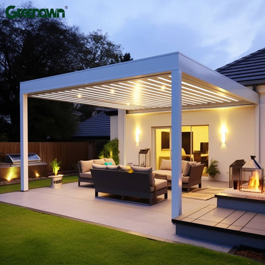Pergola Bioclimatique en Aluminium Premium – Villa Pergola 2.0 – Motorisée avec Éclairage LED