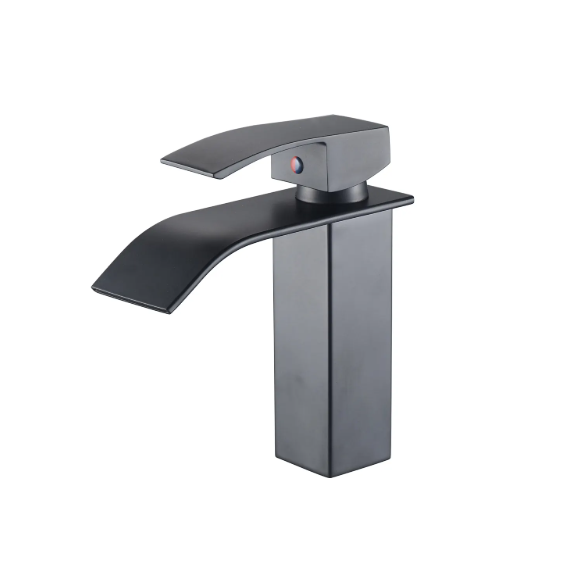Robinet lavabo GRIS CANON design cascade — mitigeur carré haut de gamme — MOQ 200
