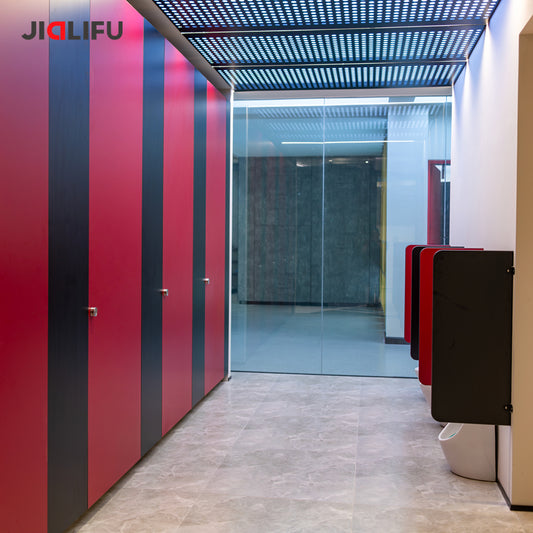 Cabine WC HPL haute performance — design A6 charnières invisibles — CE / B1 / E1 — MOQ 10