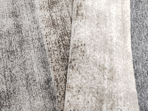 Tapis moderne dégradé taupe-gris — mélange PP/polyester doux, poils 9 mm, tons neutres — MOQ 100
