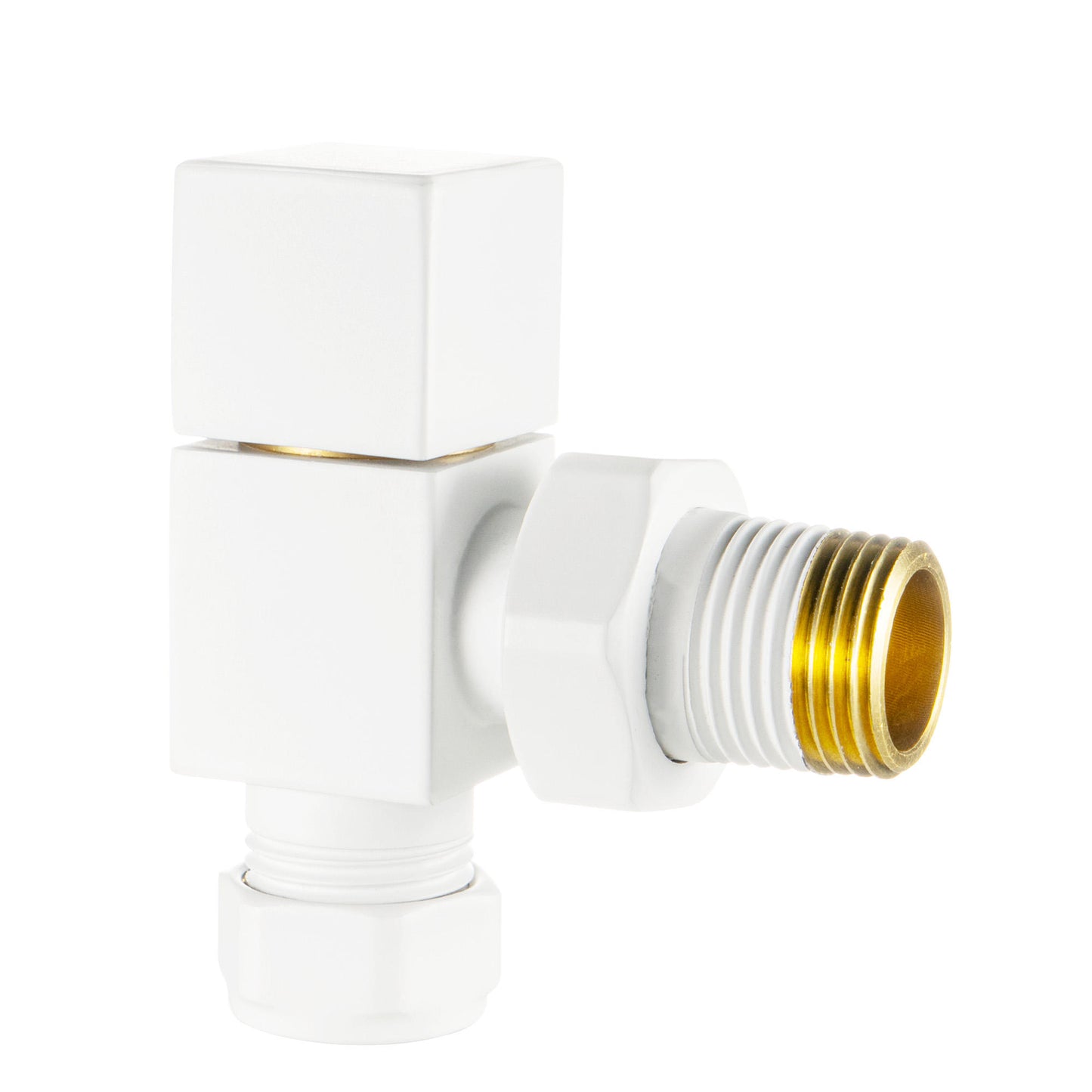 Vanne d'angle radiateur design carré blanc — MOQ 1000 pièces