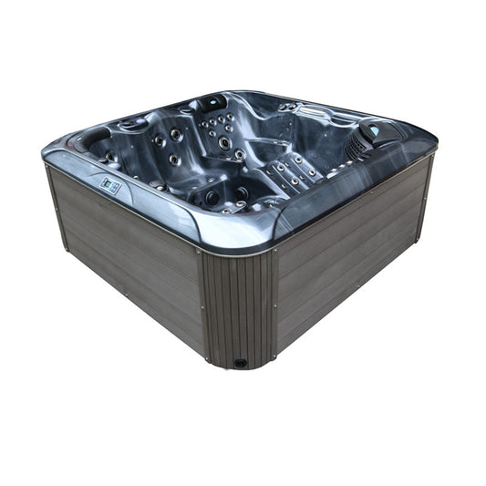 Spa extérieur 7-8 places 230×230 cm — 77 jets, système Balboa, double pompe 3 HP, coque acrylique — MOQ 1